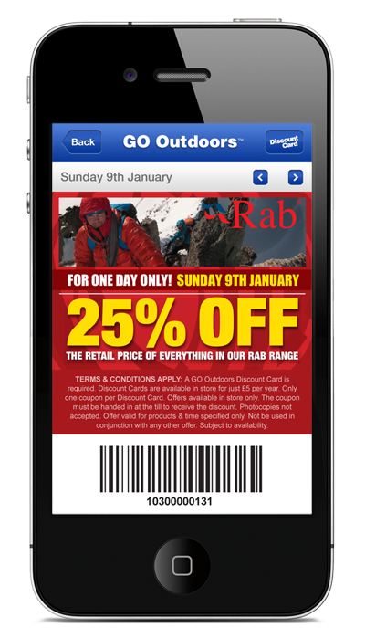 iphone app discount card go outdoors
