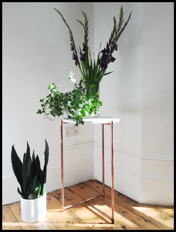 side table concrete copper Flowers plants