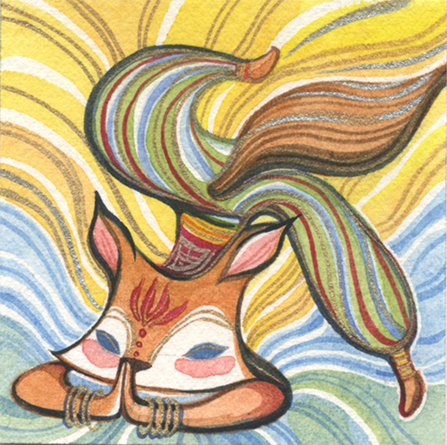 animals bunny FOX raven zen myth cute watercolor decorative