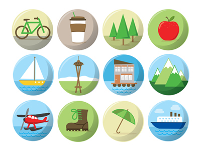 Icon graphicdesign illusrtation Illustrator ai icons seattle Hipster Landmarks Playful youth children iconic free download
