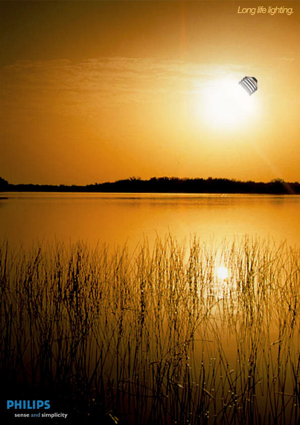 concept print poster moon stars Philips light bulb lake rocks Landscape