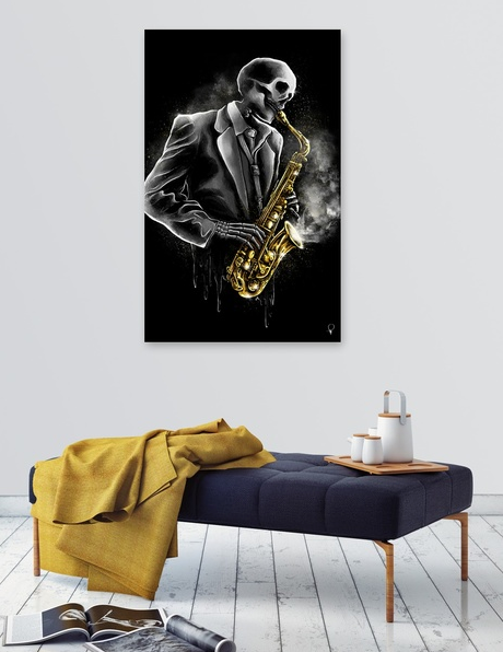 skulls music painting   ILLUSTRATION  saxophone instrument play cool