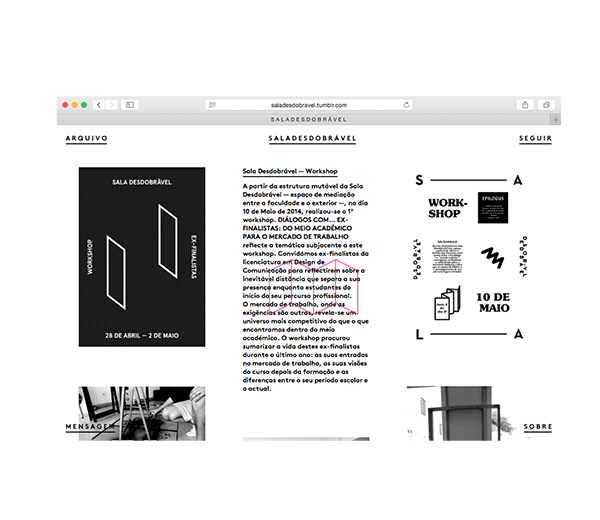 sala desdobrável fold FBAUL design publication graphic editorial grid magazine poster leaflet Workshop room Education
