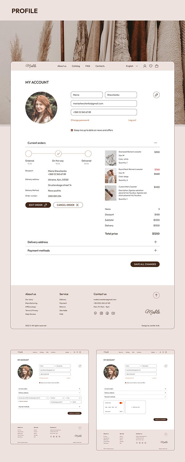 E-commerce | Mabel | Handmade Sweaters