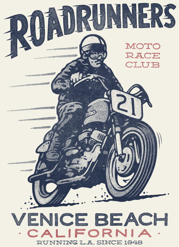 motorcycle vintage handmade t-shirt California