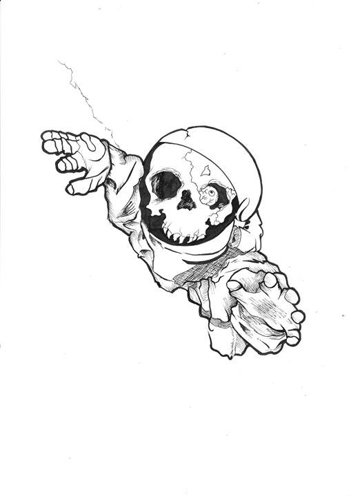 Space  skull spaceman dead
