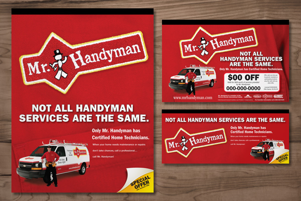 Mr. Handyman My Handyman franchise Print Advertisements advertisements national On time Done right convention