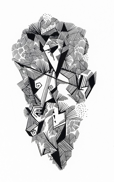 ink  Graphic ink graphic jazz Dostoevsky Sergei Rachmaninoff Double Bass cubism FUTURISM avant-garde
