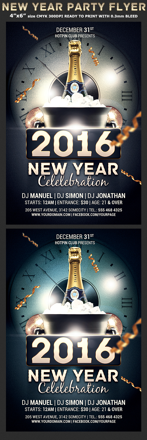 celebration Champagne club flyer DANCE   design Event glamour gold holidays Invitation modern new year new Year Flyer party