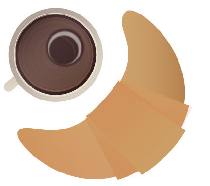 visuel  Illustration Illustrator croissant cafe  coffee  breakfast petit-déjeuner  morning meeting
