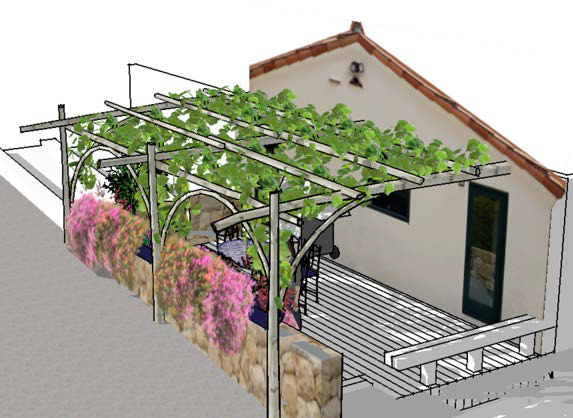 santa barbara site arbor deck Landscape 3D SketchUP photomontage