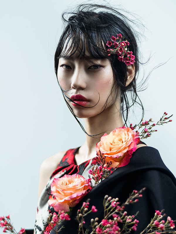 Flowers spring couture beauty makeup asian model