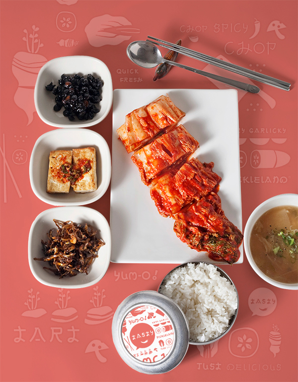 kimchi  FOOD chopsticks Typeface type design yummy tasty pattern surface design asian korean