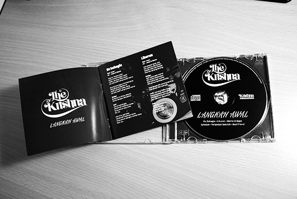 The Krishna Album cover Label black White print logo