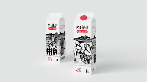 Milk packaging ink illustration