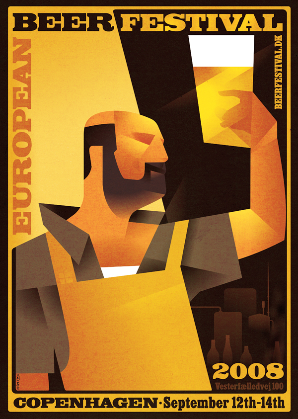 poster mads berg beer festival orange party art deco abstract ILLUSTRATION  Illustrator