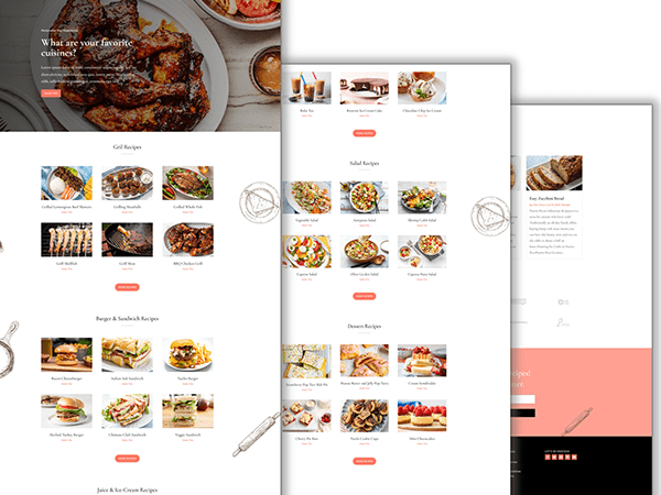 Food Recipes WordPress Website Design.