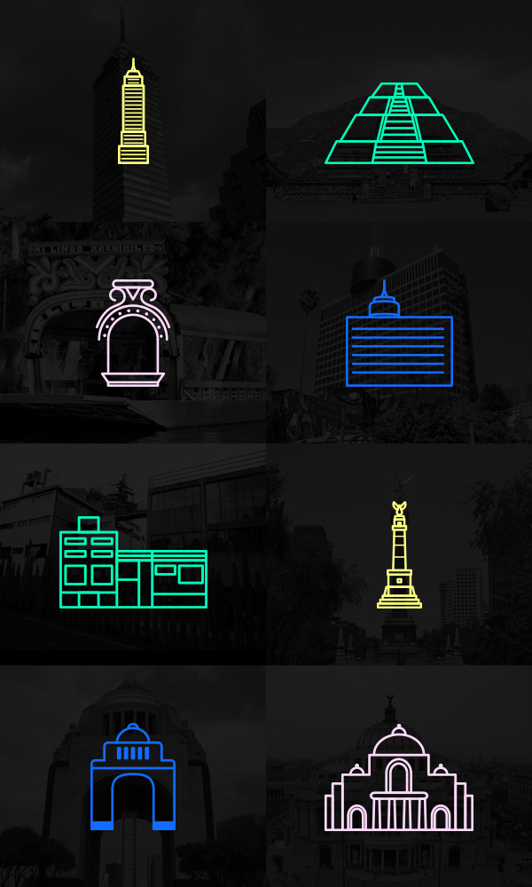 mexico city Landmarks icons mexico df Mexican Mexican Design Latin