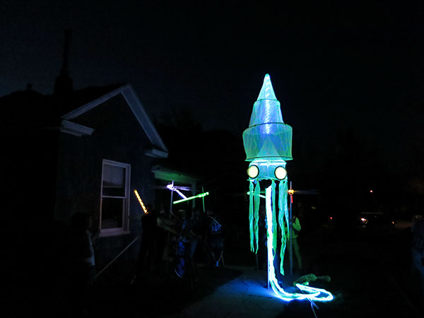 Squid puppet Giant Puppet  festival art Burning Man burning man art giant squid