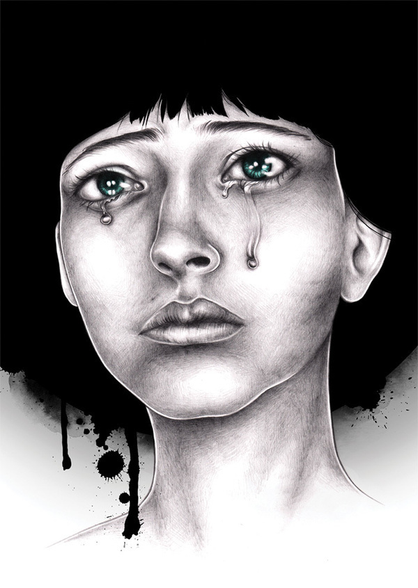 tenlohuis portrait man woman sad crying tears tough ink cigaret pencil sabine ten lohuis