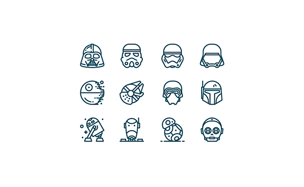 Star Wars example #123: Outline Star Wars Icons