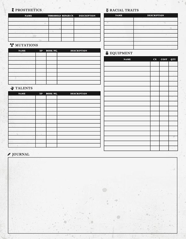 Shattered Rpg Character Sheet On Behance