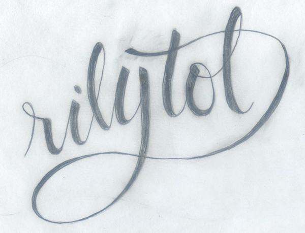 penciled  sketch logo textile printing lettering