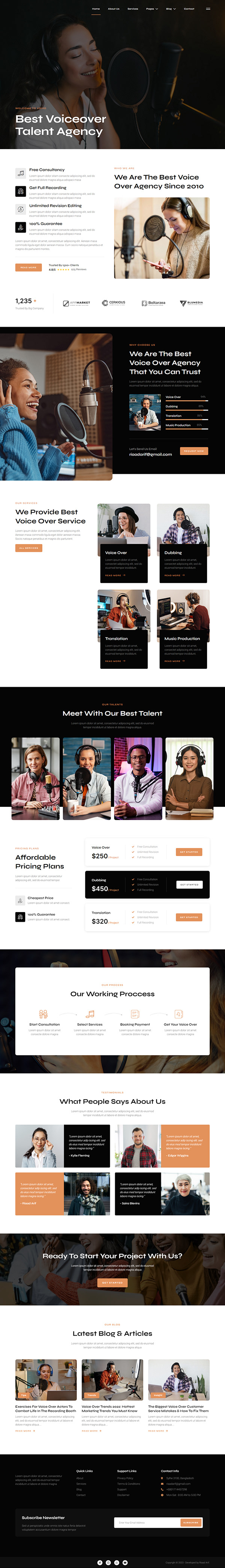 Voice Over Talent & Agency WordPress Website