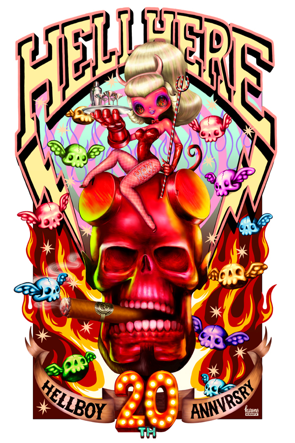Hellboy hellboy20th tribute art show hell devil girl skull comic