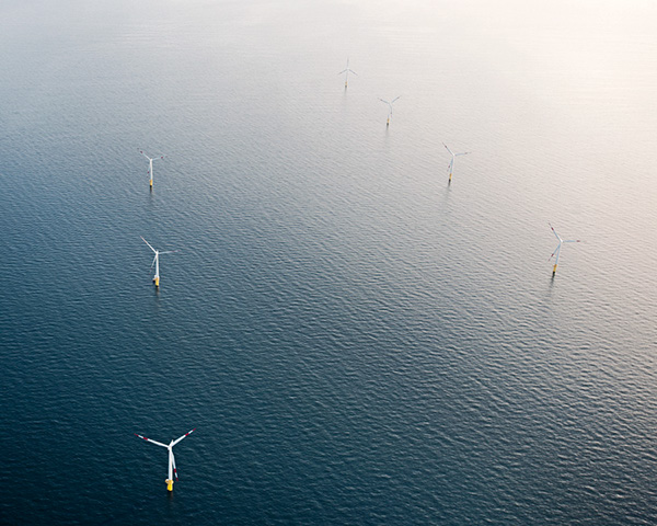 energy Windpark Wind Turibine Aerial Luftaufnahme sea baltic sea Coast aerials water
