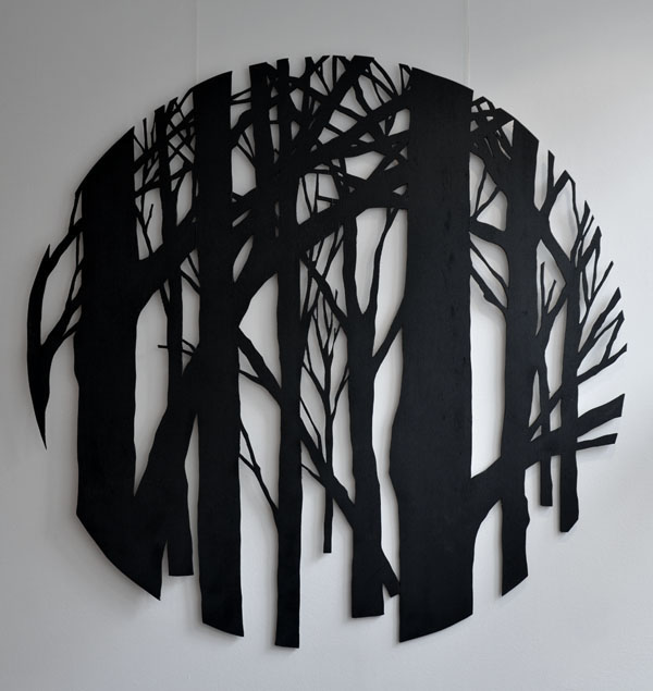 Beyond woodcut handcut Nature trees branches blackandwhite art contemporaryart wood acrylic circle