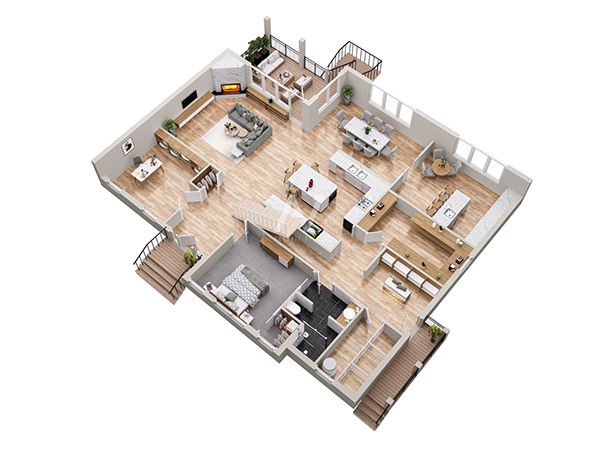 3D floor plans on Behance