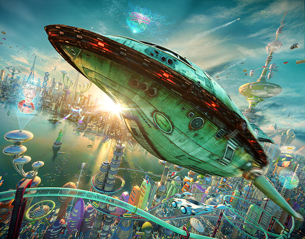3D 3dsmax futurama Planet Express Ship Fan Art