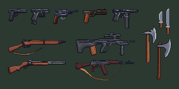 PIXEL ART WEAPON ASSET SPRITES FOR GAME