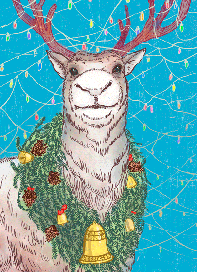 Illustrator art artwork postcard postcard2015 Christmas christmas2015 reindeer christmastree yuminghuang illustration santa