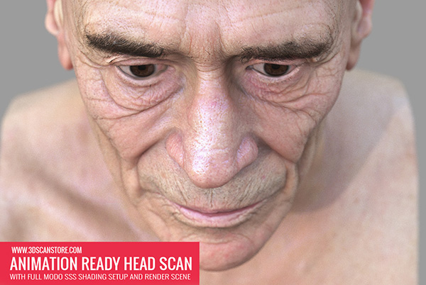 3D scan Render male modo 3dscanstore ten24 skin shader SSS realistic