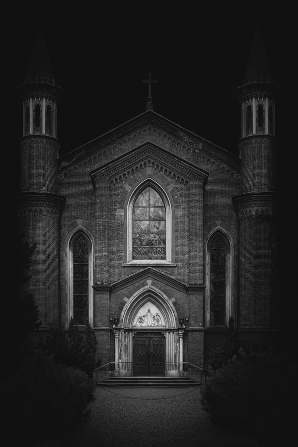Adobe Portfolio milan old Century historical church building black White Black&white light dark bricks atmosphere mood silence