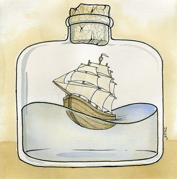imler nautical captain watercolor sea Boats bottles brian imler sea life