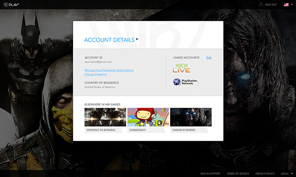 WBPlay Account Management on Behance