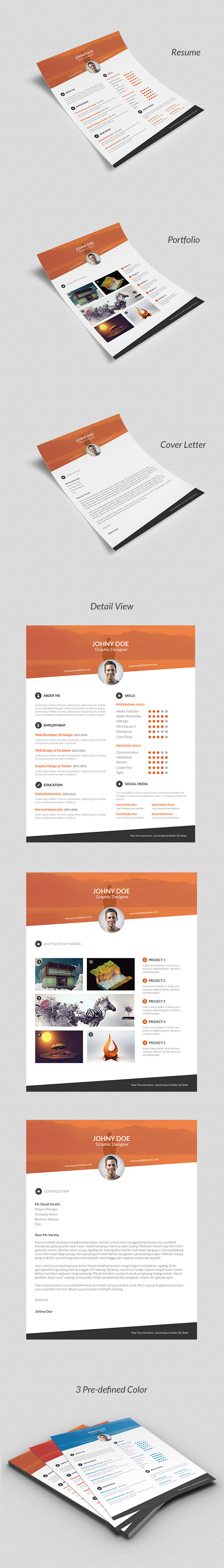 Any color black & white blue Clean Design clean resume set Style cover letter creative template  curriculum Vitae easy to Customize elegant