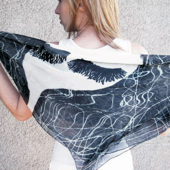 scarf scarves black SILK print silkprint White accessories