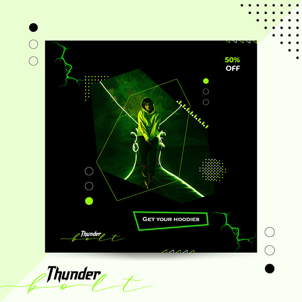 Thunder Bolt; Dark Neon Poster