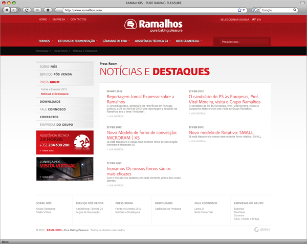 Ramalhos red baking pure Portugal Website