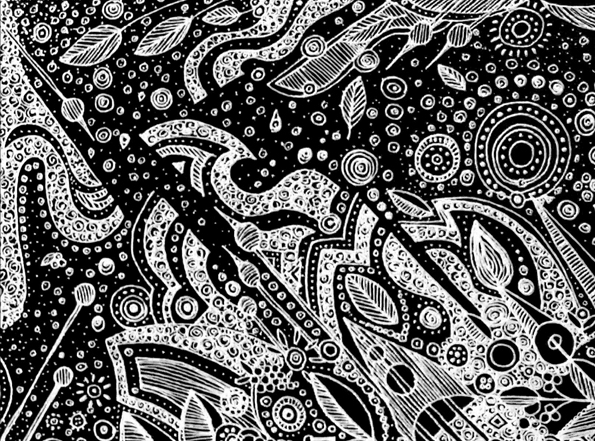 detail Space  Glenn ellul malta black pen pattern arts wall Mural elements commision