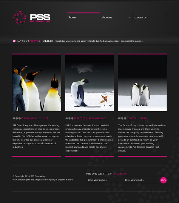 dark corporate pink business penguins