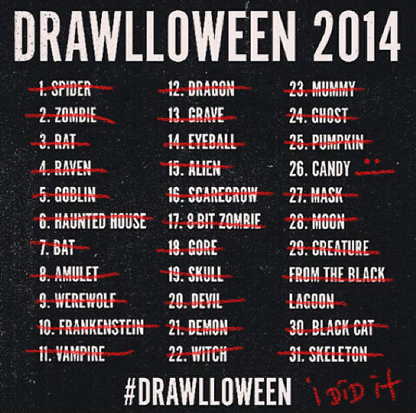 Halloween drawlloween inktober graphic crosshatching ink