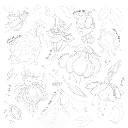 Fairies flower characters ilustracja dla dzieci kidlit artist kidlitart pixies