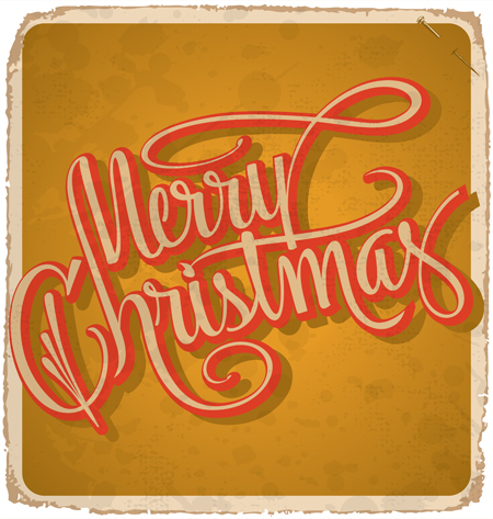 HAND LETTERING lettering vintage Retro Christmas xmas Merry Christmas greeting Holiday typo type sign signature Title vector