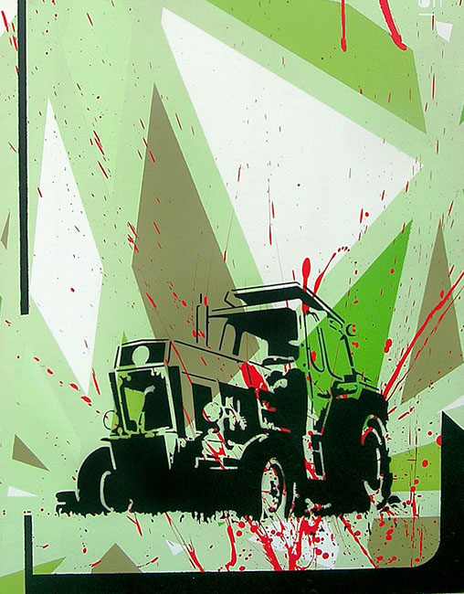 stencil Pop Art Urban design canvas EXORCIST Tractor girl model gallery magazine green red face
