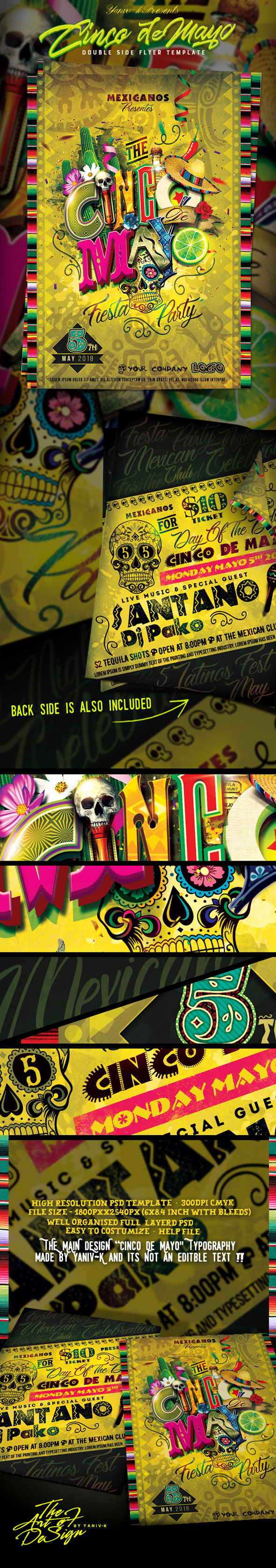 party template Mexican cinco de mayo poster flyer 3D latino promo fiesta